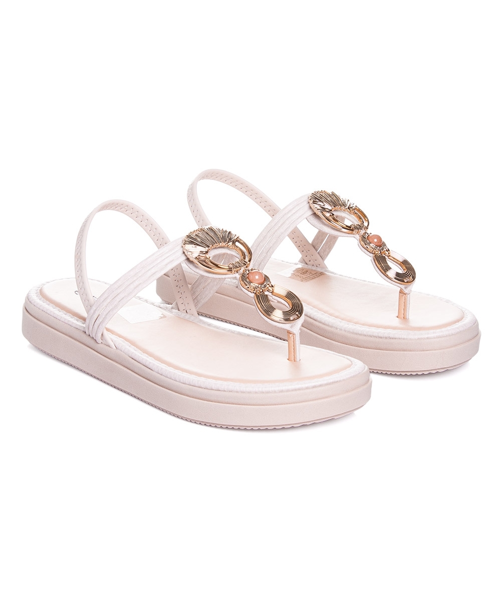 Sandália Flatform Mississipi Metal Bege