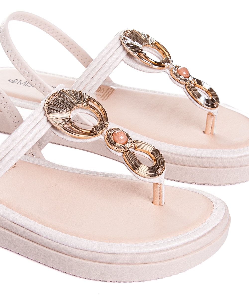 Sandália Flatform Mississipi Metal Bege