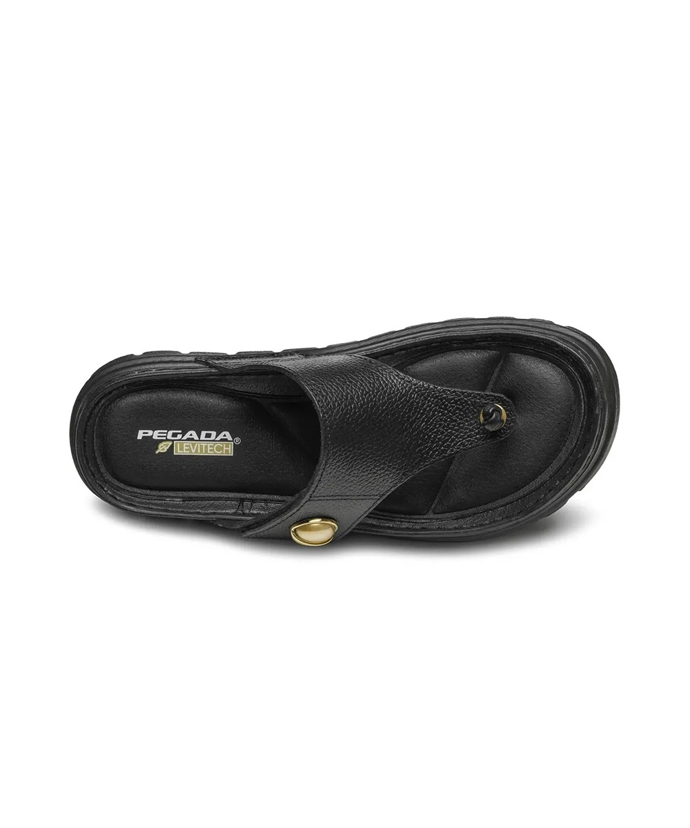 Chinelo Feminino Pegada Grace Couro. Preto