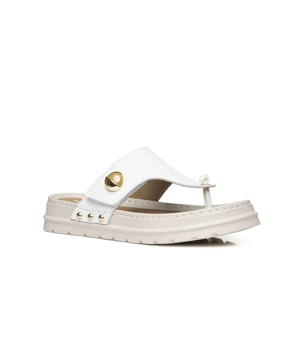 Chinelo Feminino Pegada Grace Couro Off White