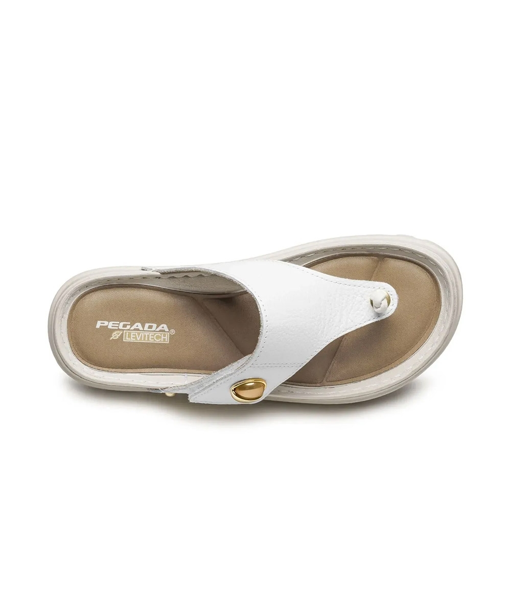 Chinelo Feminino Pegada Grace Couro Off White