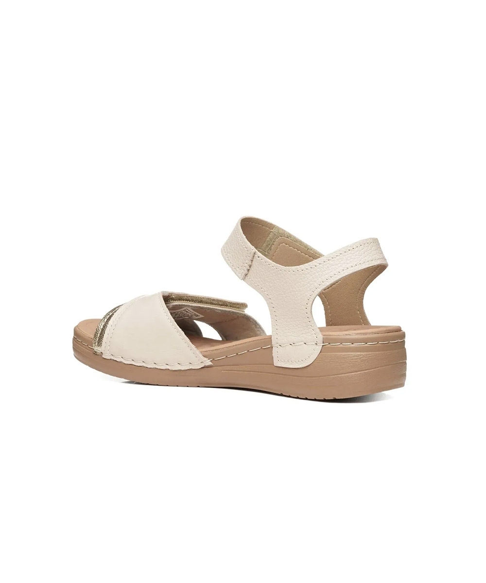 Sandália Feminina Pegada Anabela Couro. Off White