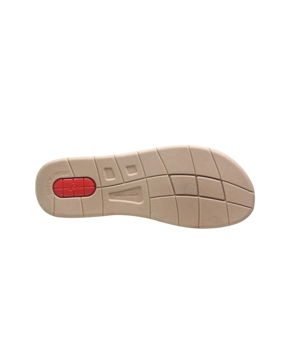 Sandália Feminina Pegada Amortech Couro. Creme