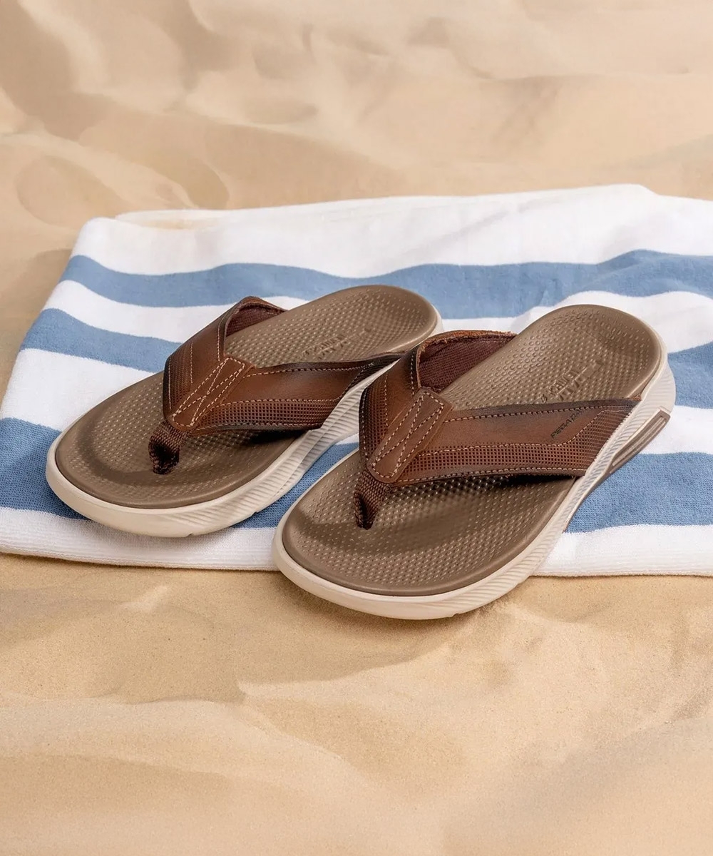 Chinelo Masculino Pegada Levitech Kai Couro Caqui