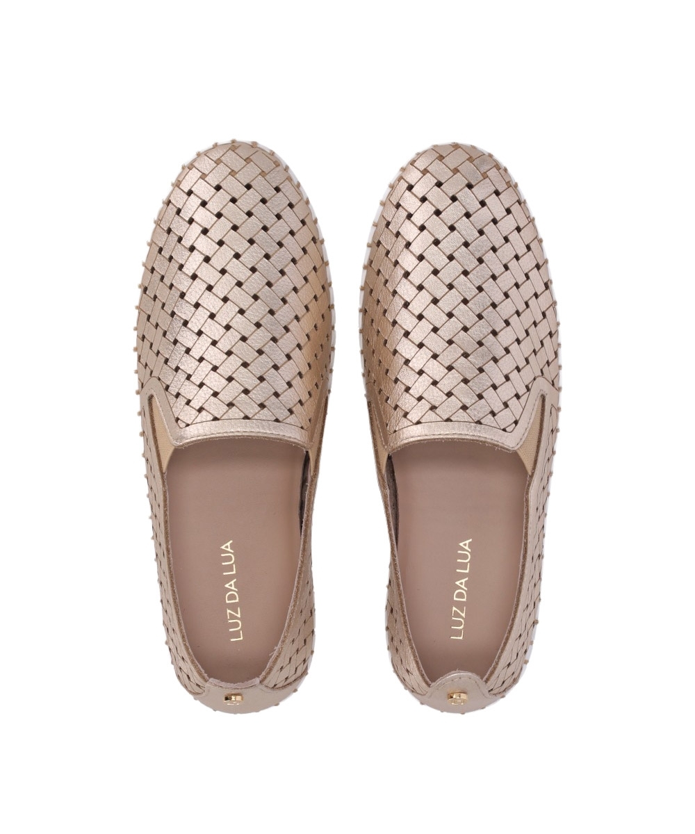 Tênis Feminino Luz Da Lua Toscana Couro Ouro