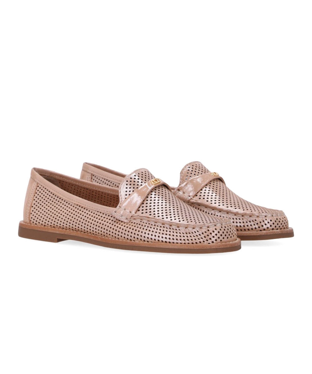 Mocassim Feminino Luz Da Lua Puntini Couro Bege