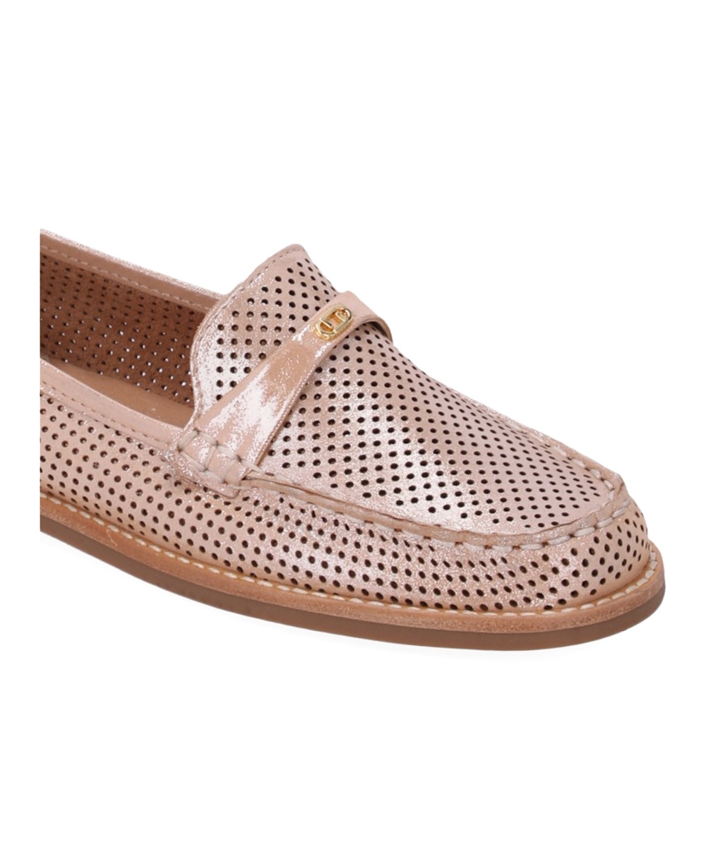 Mocassim Feminino Luz Da Lua Puntini Couro Bege