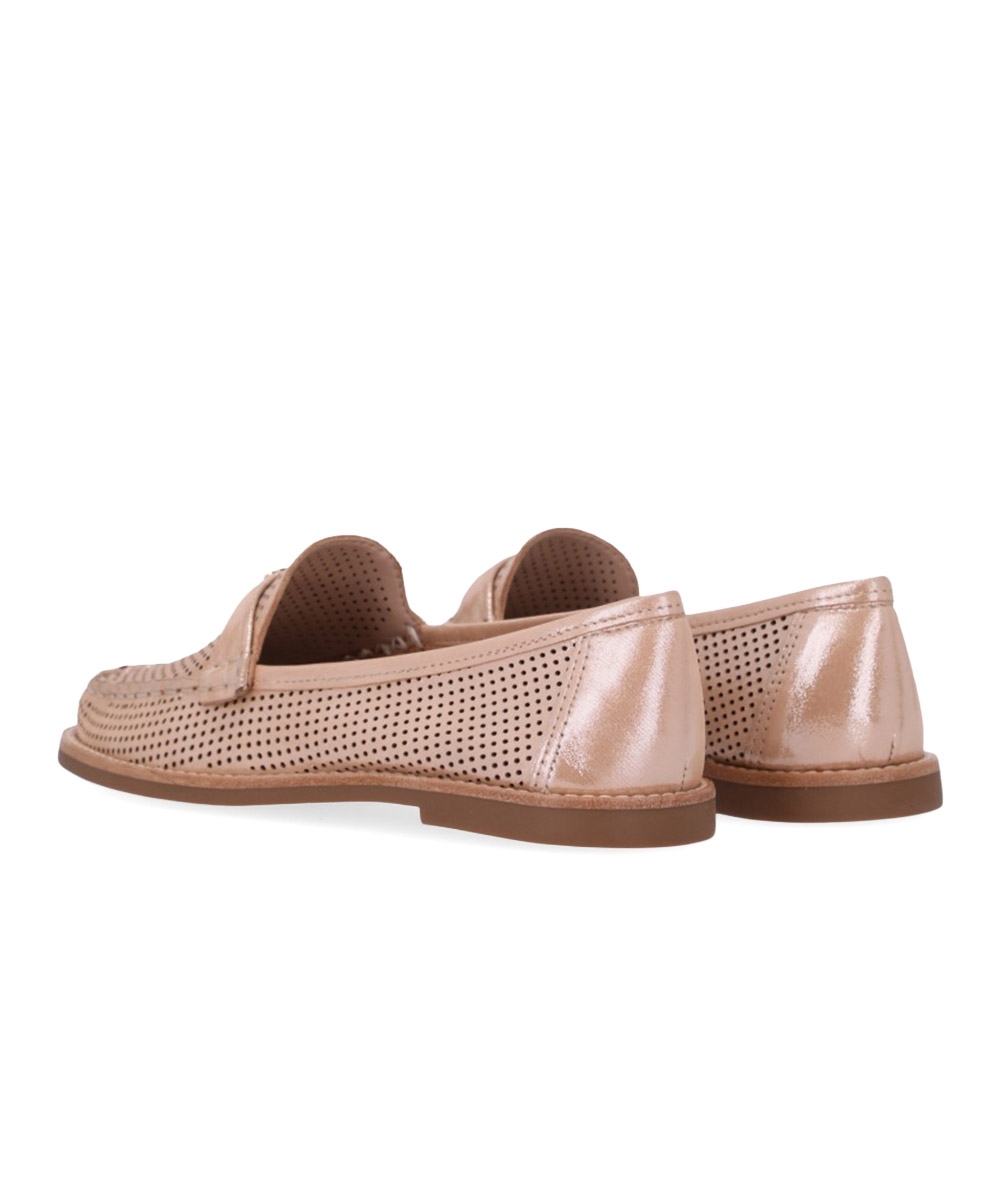 Mocassim Feminino Luz Da Lua Puntini Couro Bege
