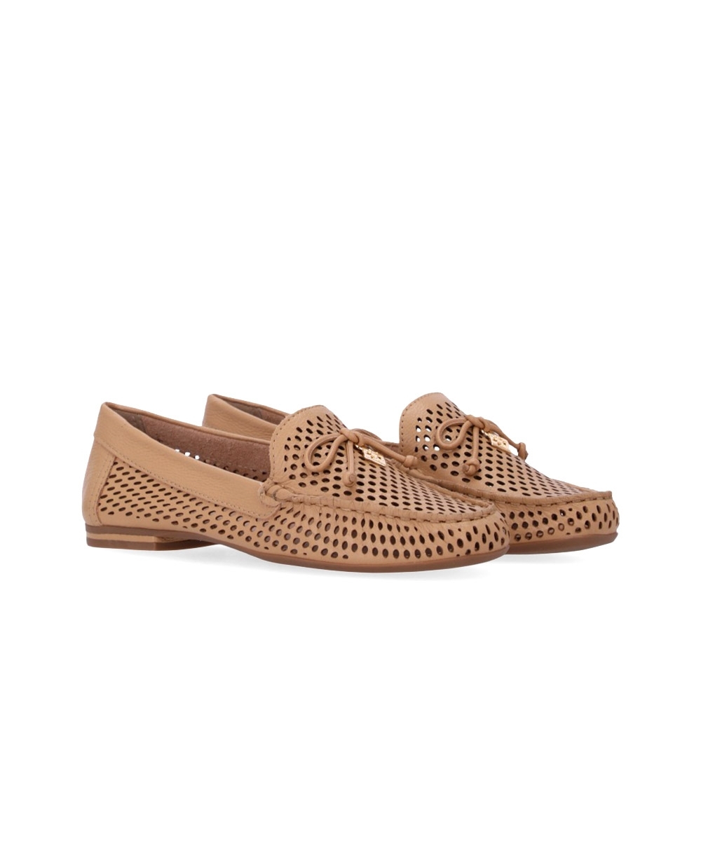 Mocassim Feminino Luz Da Lua Laço Couro Natural