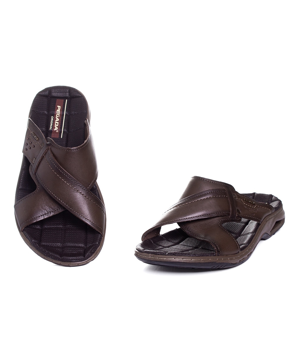 Chinelo Masculino Pegada Amortech Couro Cravo