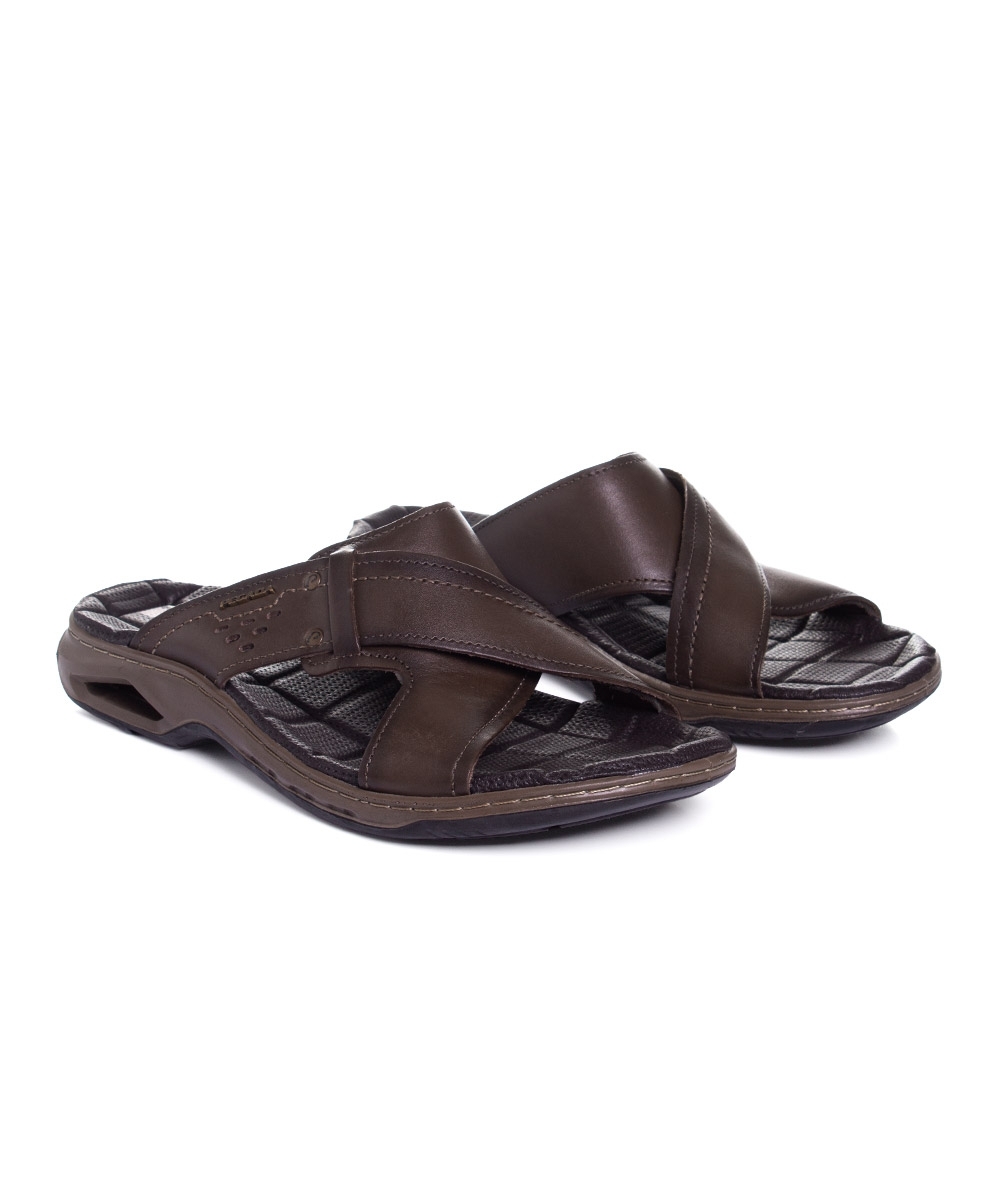 Chinelo Masculino Pegada Amortech Couro Cravo