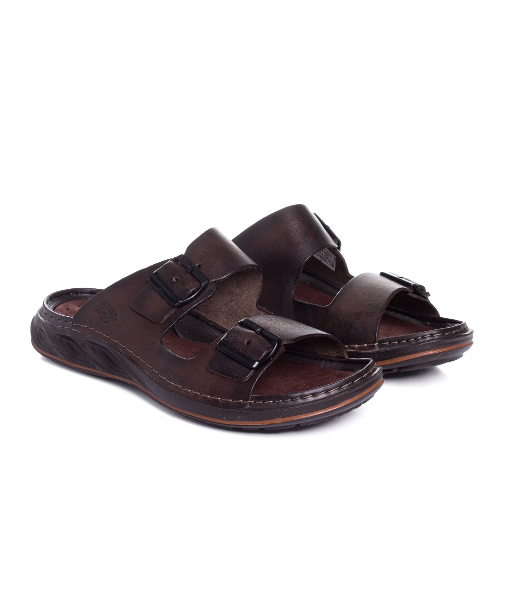 Chinelo Pegada Masculino Levitech Couro Cravo