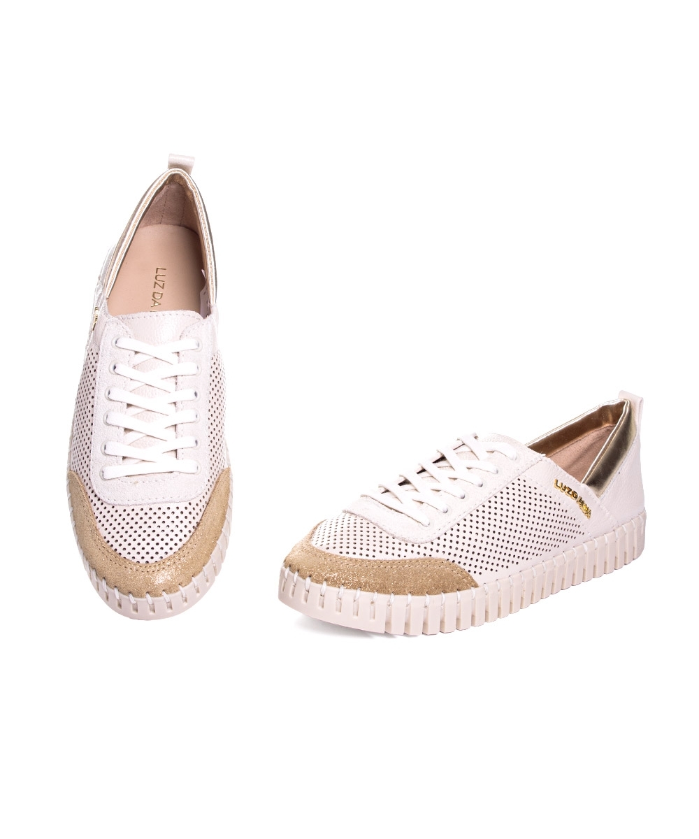 Tênis Casual Luz Da Lua Couro New Ridge Ouro