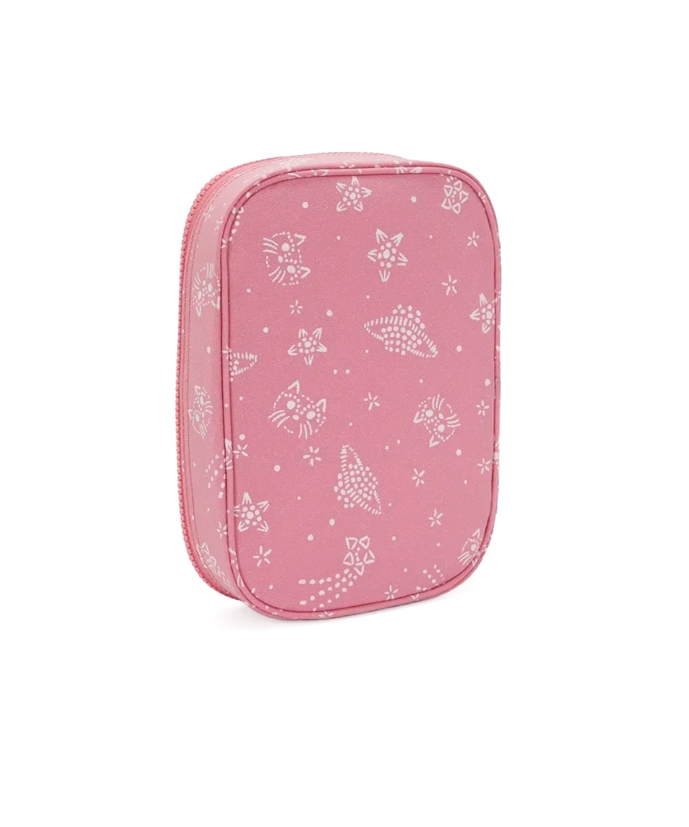 Estojo Kipling 100 Pens Glitter Cats Rosa