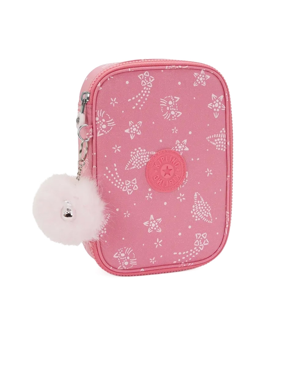 Estojo Kipling 100 Pens Glitter Cats Rosa
