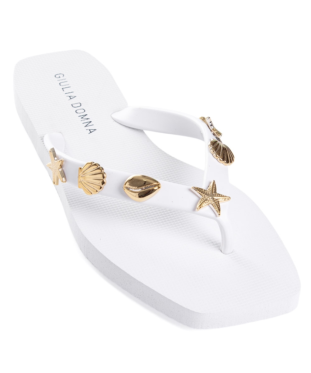 Chinelo Feminino Giulia Domna Biico Quadrado Branco