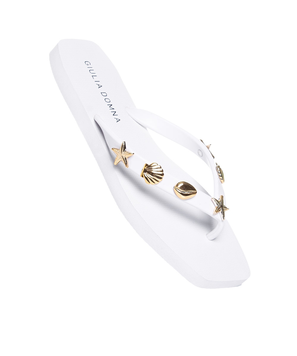 Chinelo Feminino Giulia Domna Biico Quadrado Branco