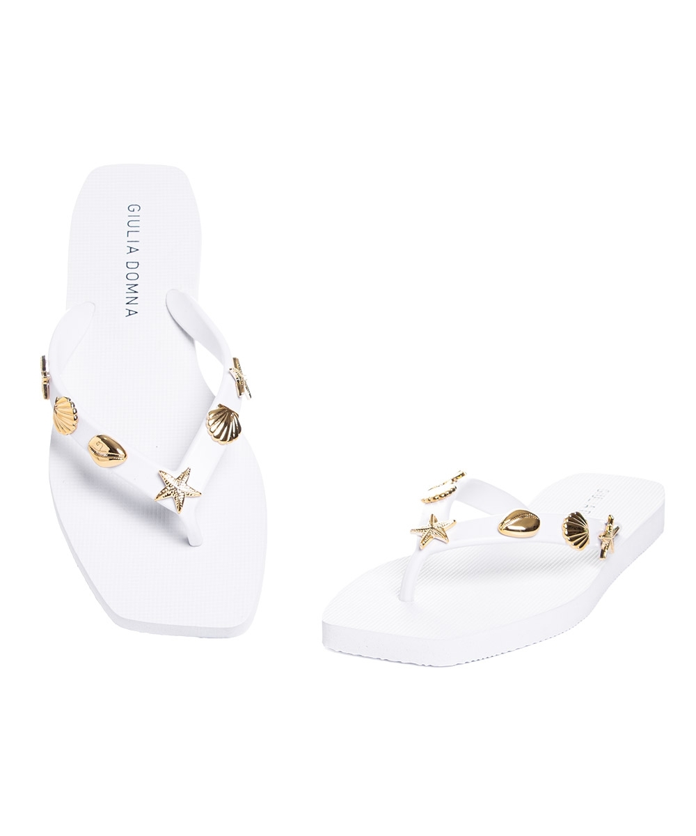 Chinelo Feminino Giulia Domna Biico Quadrado Branco