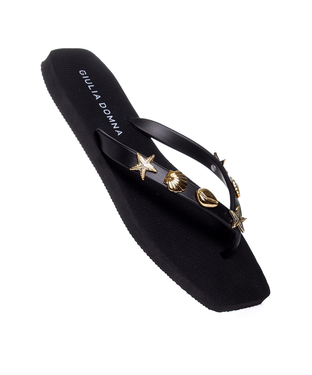Chinelo Feminino Giulia Domna Biico Quadrado Preto