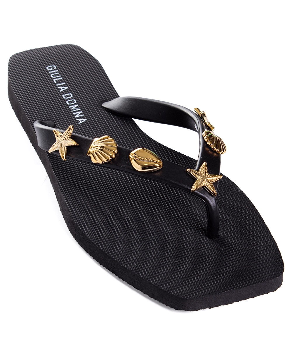 Chinelo Feminino Giulia Domna Biico Quadrado Preto