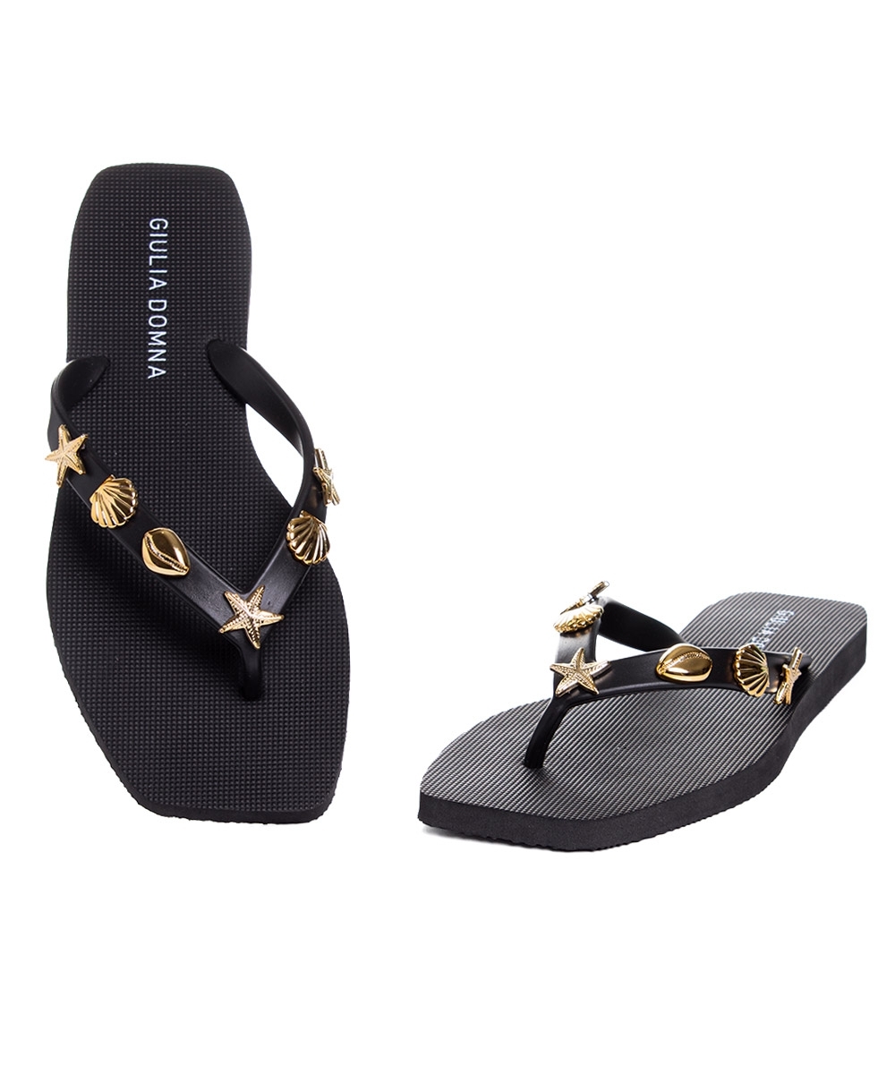 Chinelo Feminino Giulia Domna Biico Quadrado Preto