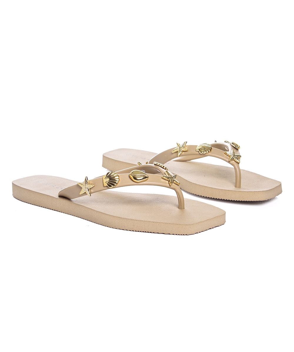 Chinelo Feminino Giulia Domna Biico Quadrado Bege