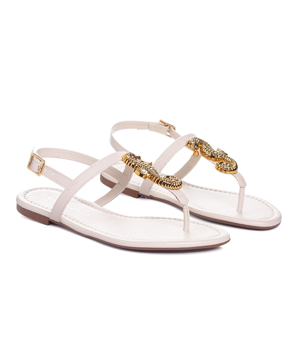 Sandália Rasteira Giulia Domna Couro Off White