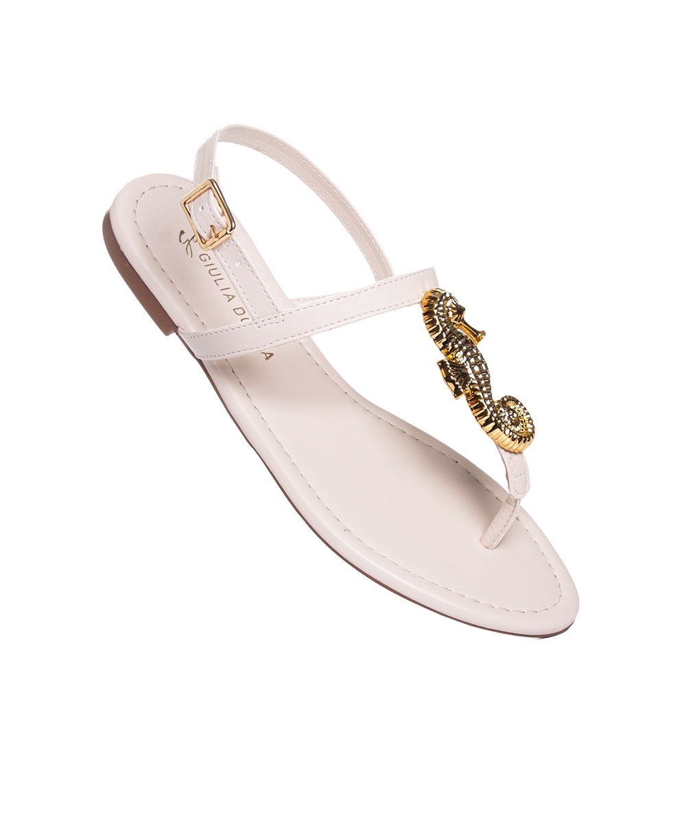 Sandália Rasteira Giulia Domna Couro Off White