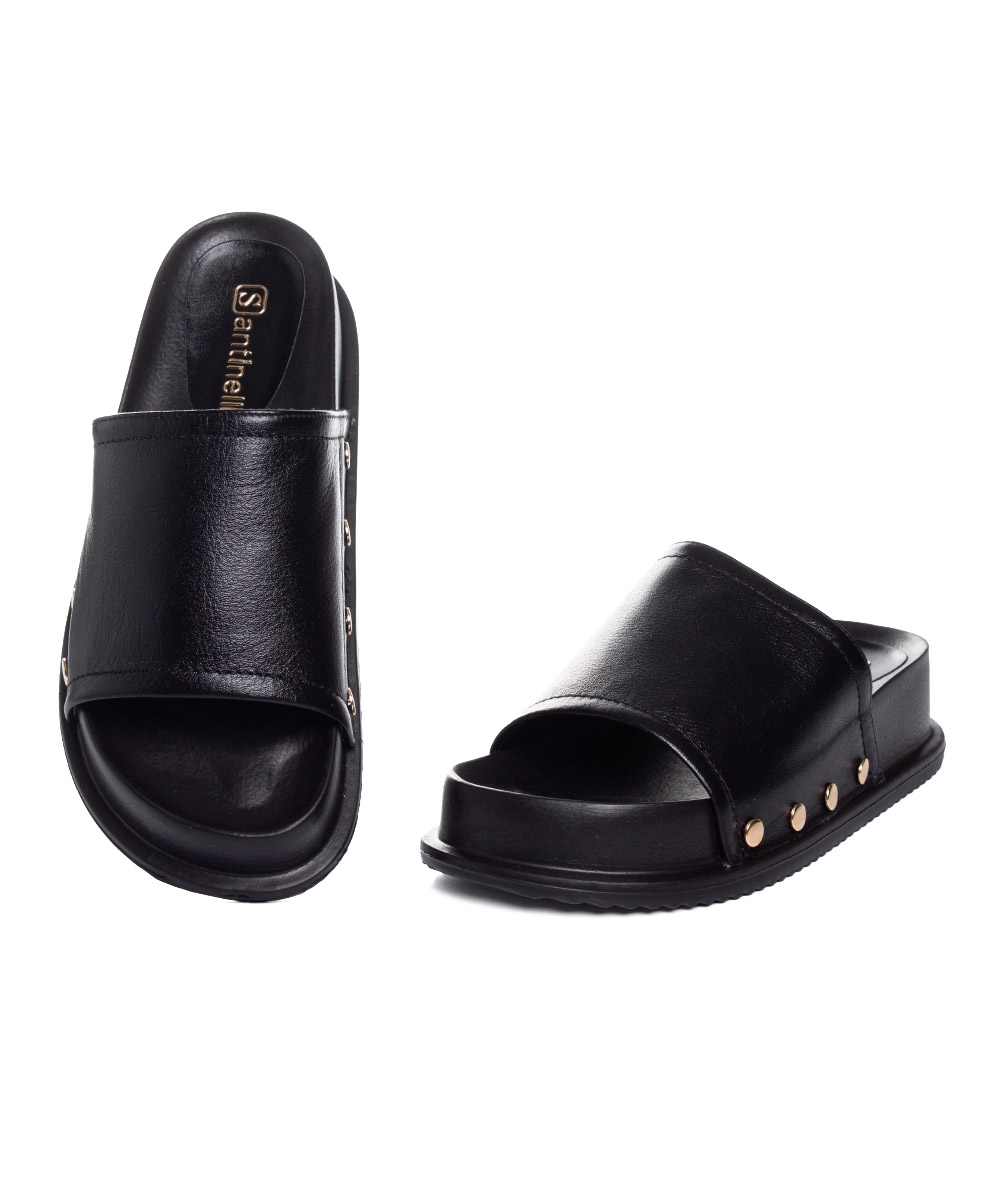 Tamanco Santinelli Flatform Couro Preto