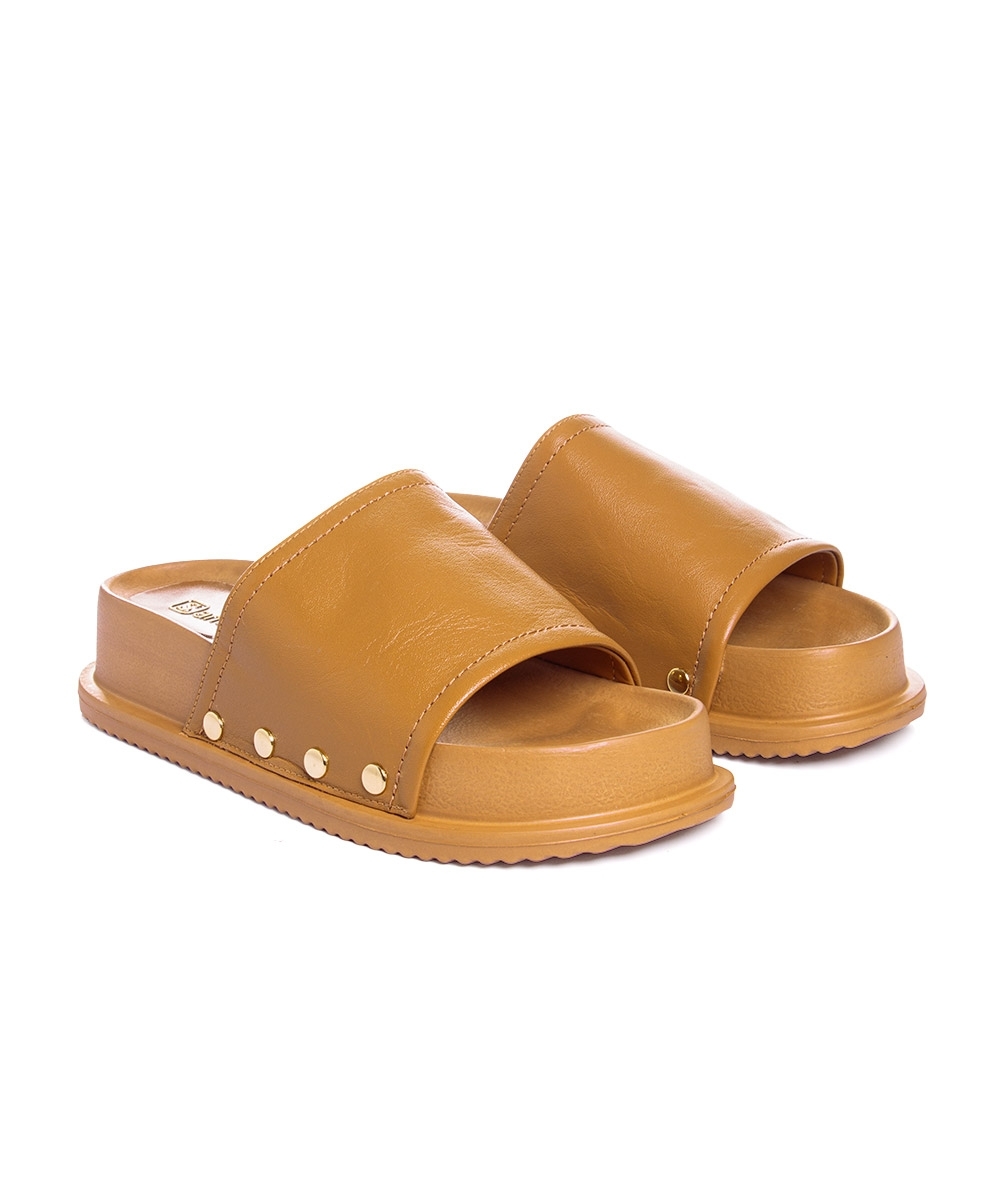 Tamanco Santinelli Flatform Couro Ambar