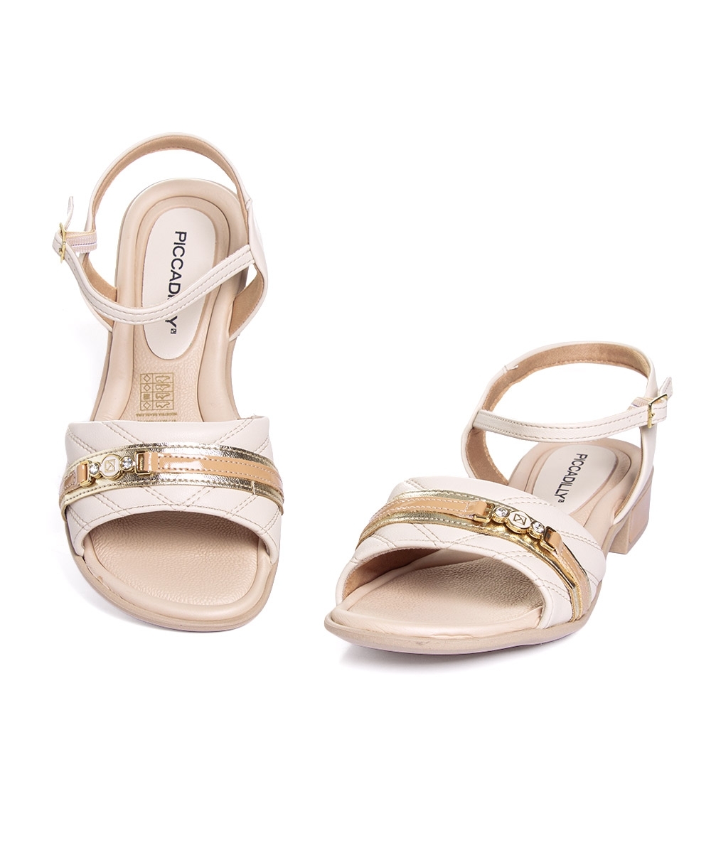 Sandália Piccadilly Taila Salto Baixo. Off White