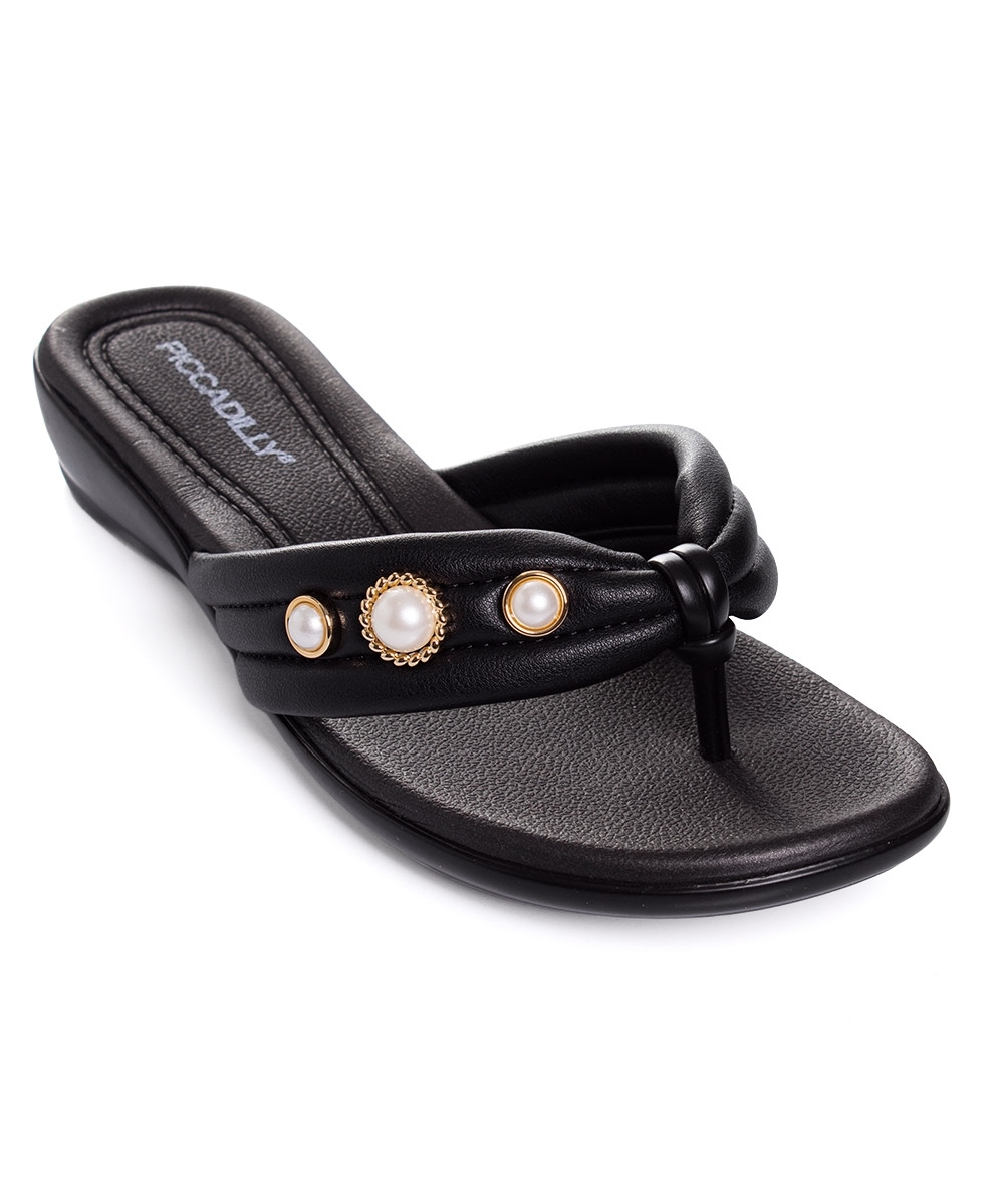 Tamanco Flat Piccadilly Camila Wide Fit. Preto