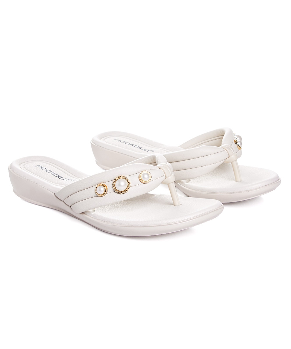 Tamanco Flat Piccadilly Camila Wide Fit. Off White