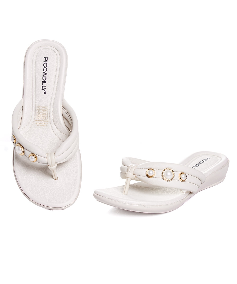 Tamanco Flat Piccadilly Camila Wide Fit. Off White