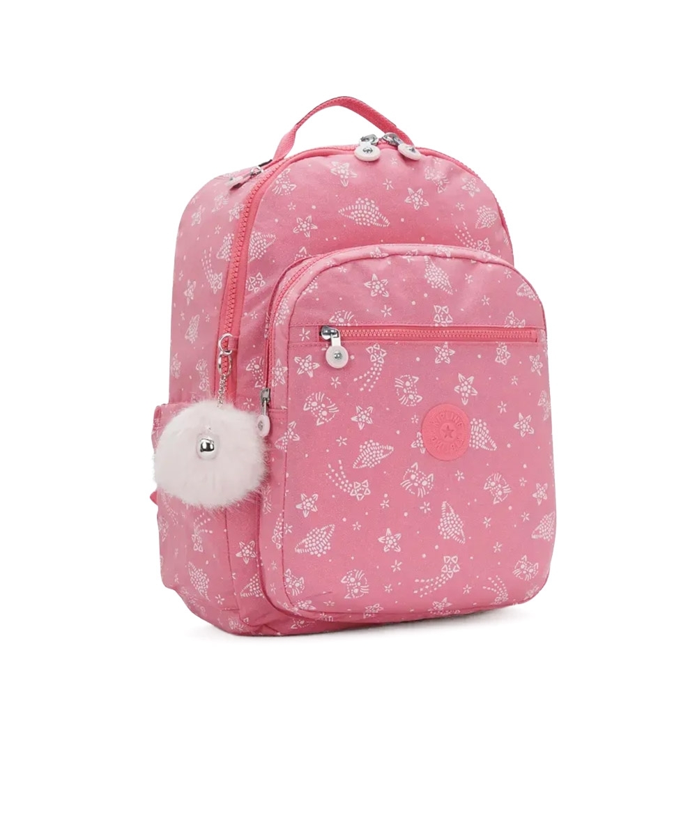 Mochila Kipling Seoul Glitter Cats Rosa