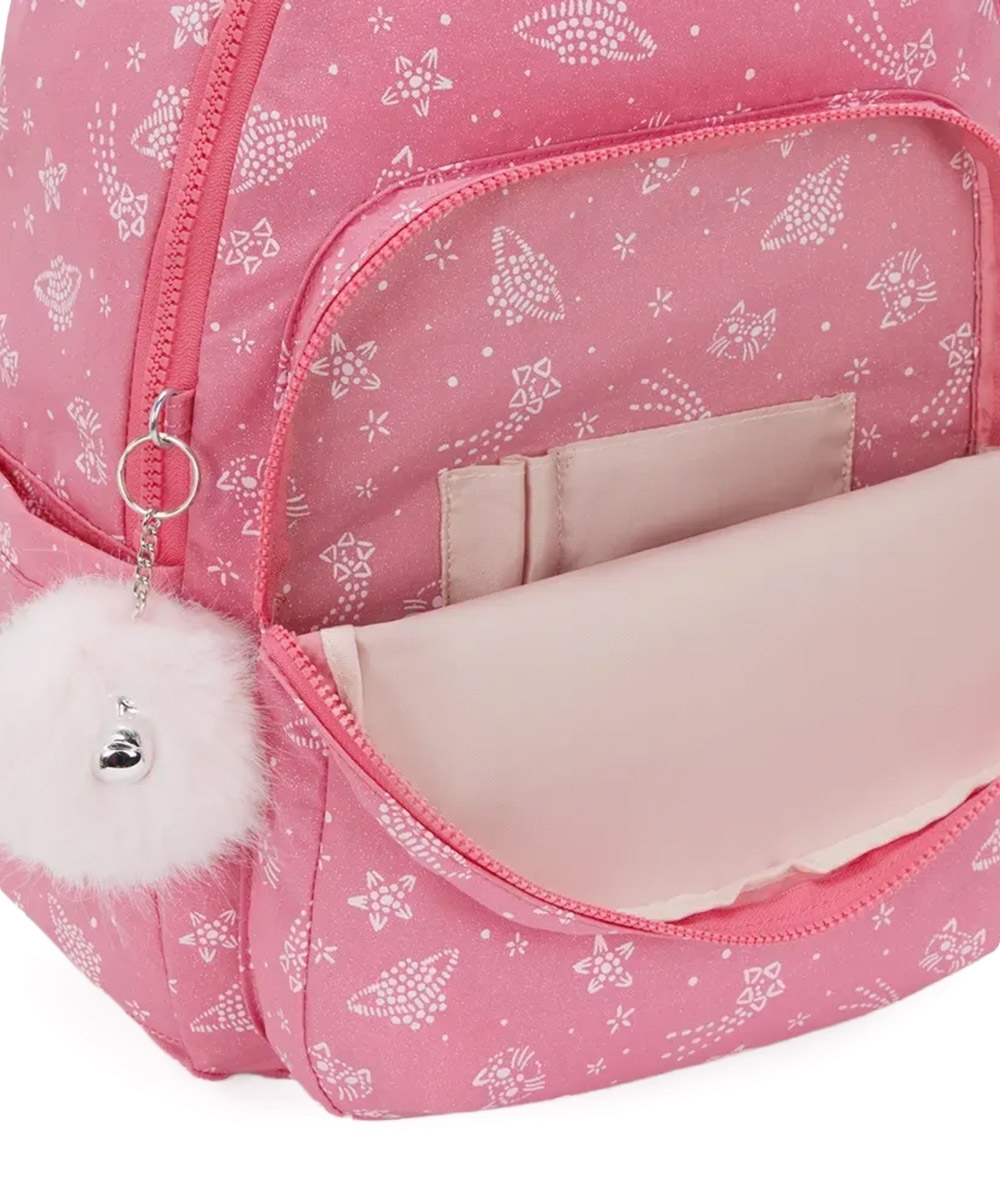 Mochila Kipling Seoul Glitter Cats Rosa