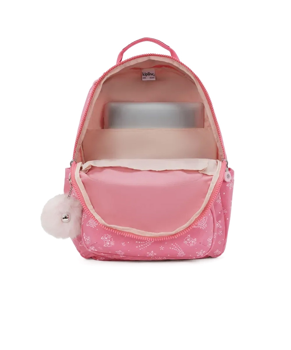 Mochila Kipling Seoul Glitter Cats Rosa