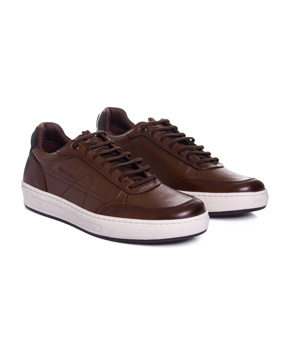 Tênis Masculino Ferriceli Casual Couro Tan