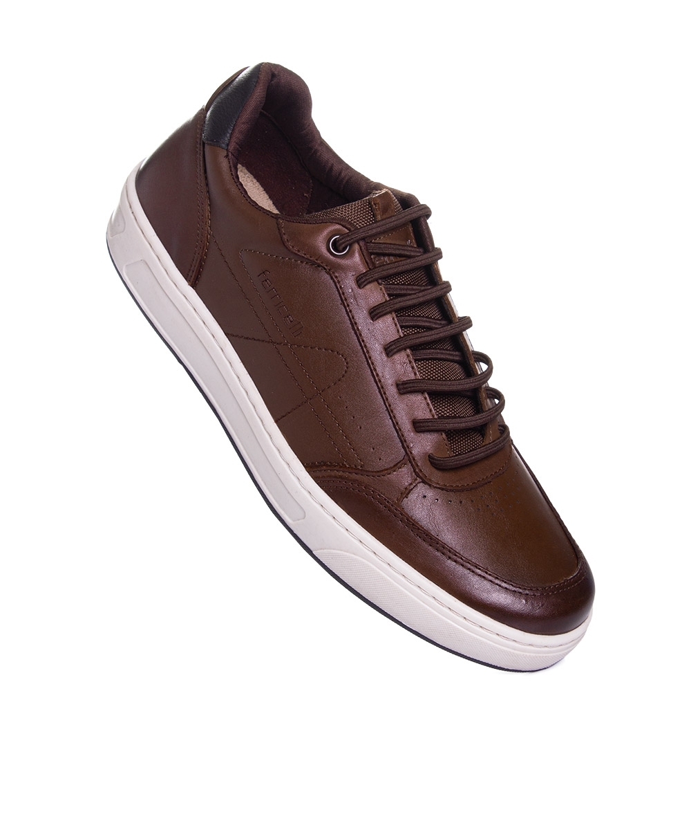 Tênis Masculino Ferriceli Casual Couro Tan