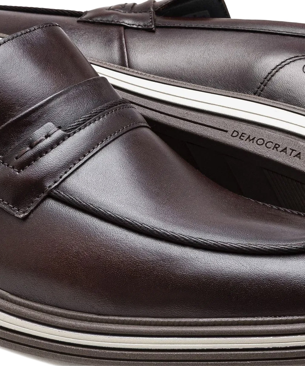 Sapato Masculino Democrata Dune Hi-soft Couro Tabaco