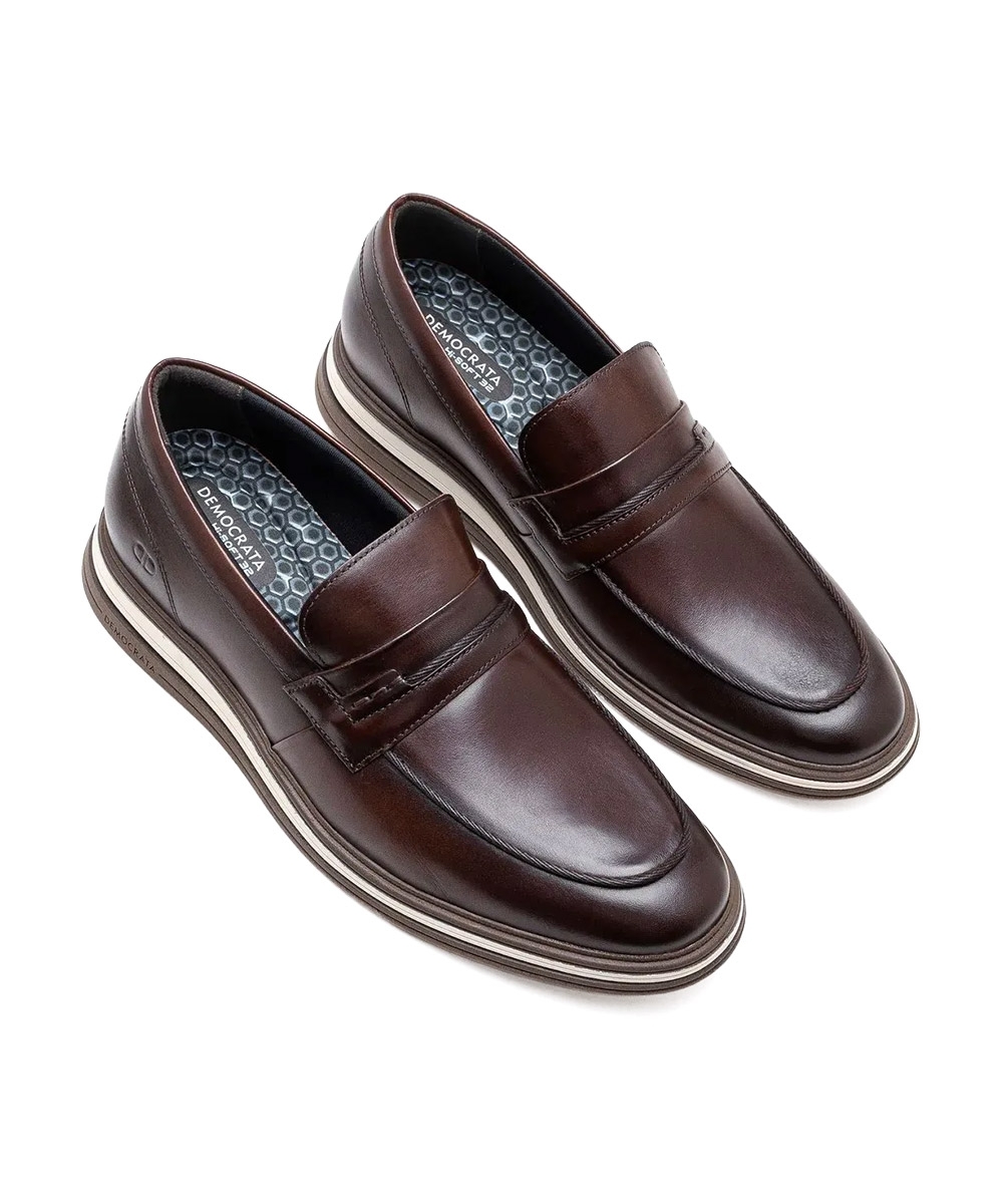 Sapato Masculino Democrata Dune Hi-soft Couro Tabaco
