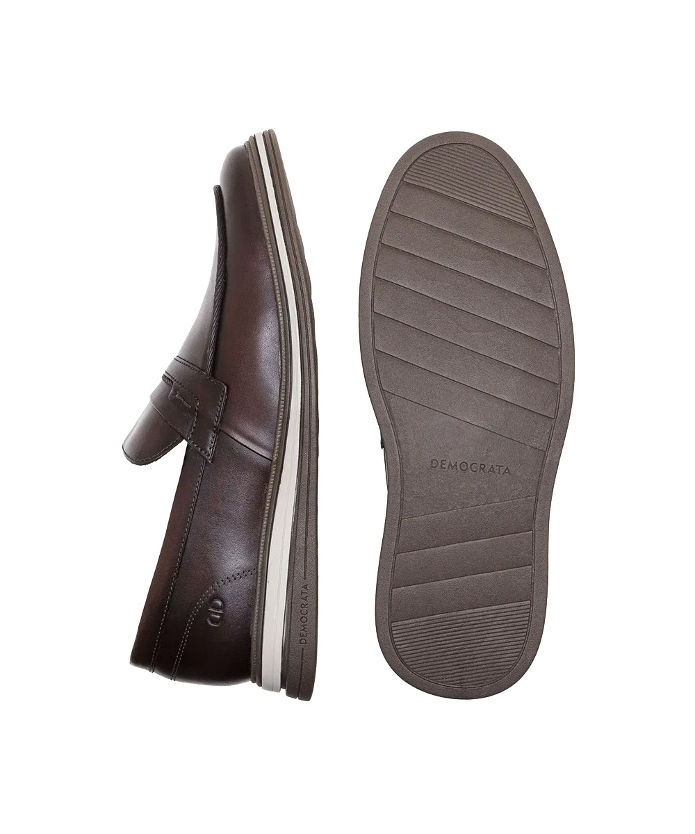 Sapato Masculino Democrata Dune Hi-soft Couro Tabaco