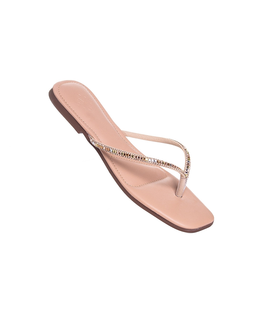 Tamanco Rasteira Pixolé Strass Rose