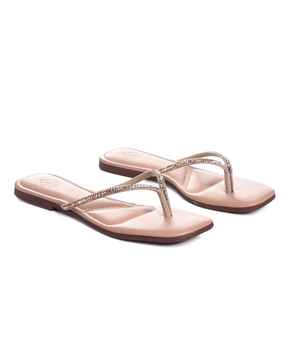 Tamanco Rasteira Pixolé Strass Rose