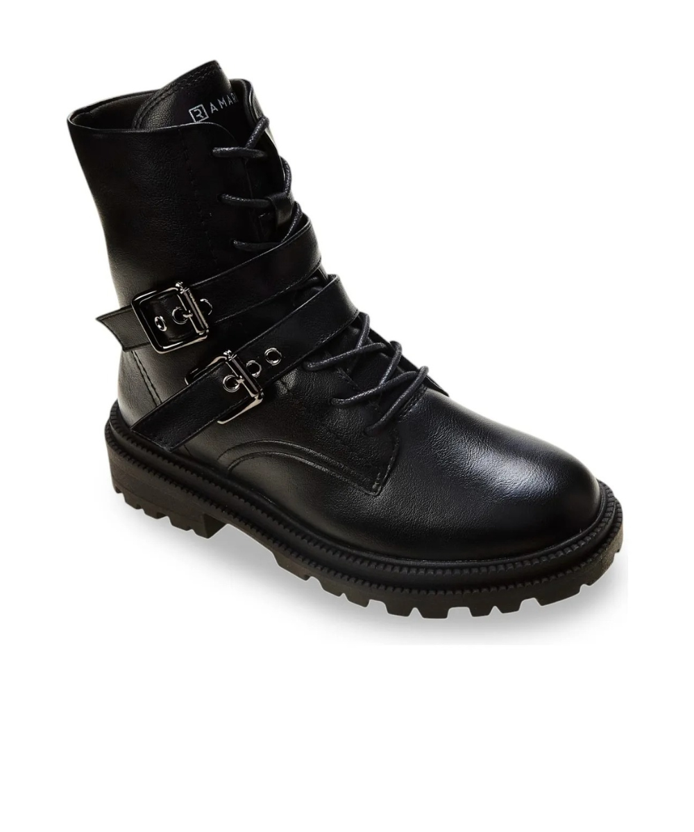 Bota Coturno Ramarim Cano Curto Com Fivela Preto