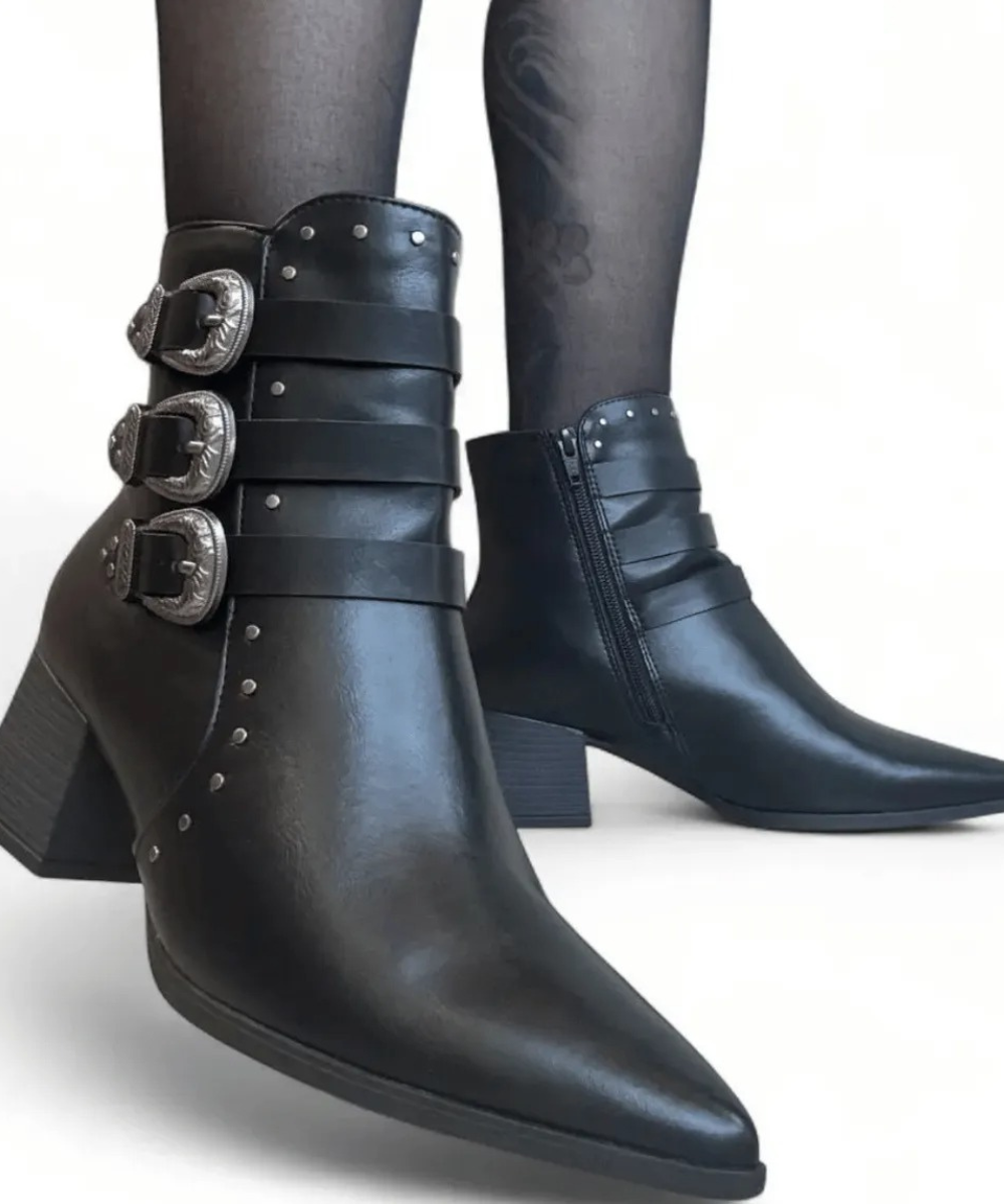 Bota Ramarim Cano Curto Salto Médio Bloco Preto