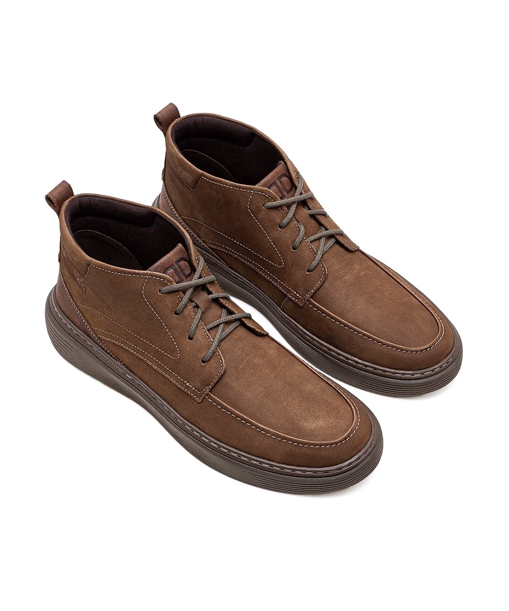 Bota Masculina Democrata Grid Couro Castanho