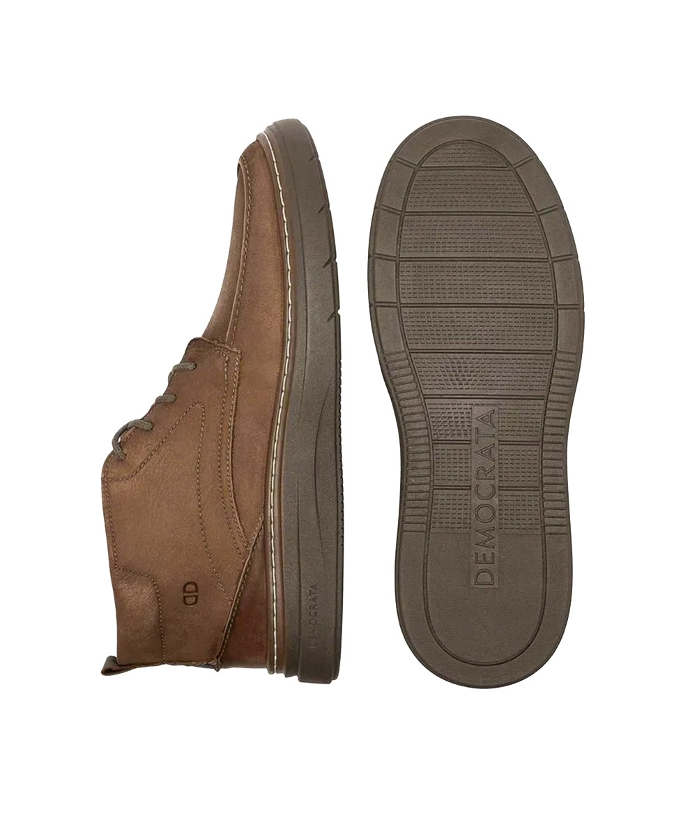 Bota Masculina Democrata Grid Couro Castanho