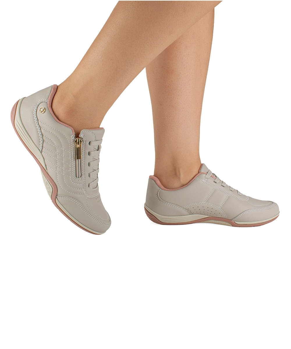 Tênis Feminino Kolosh Casual Ziper Cinza