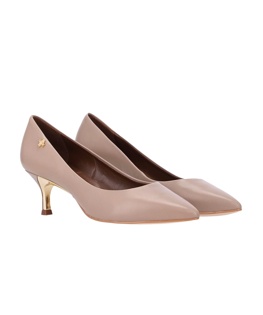 Sapato Scarpin Luz Da Lua Couro Off White